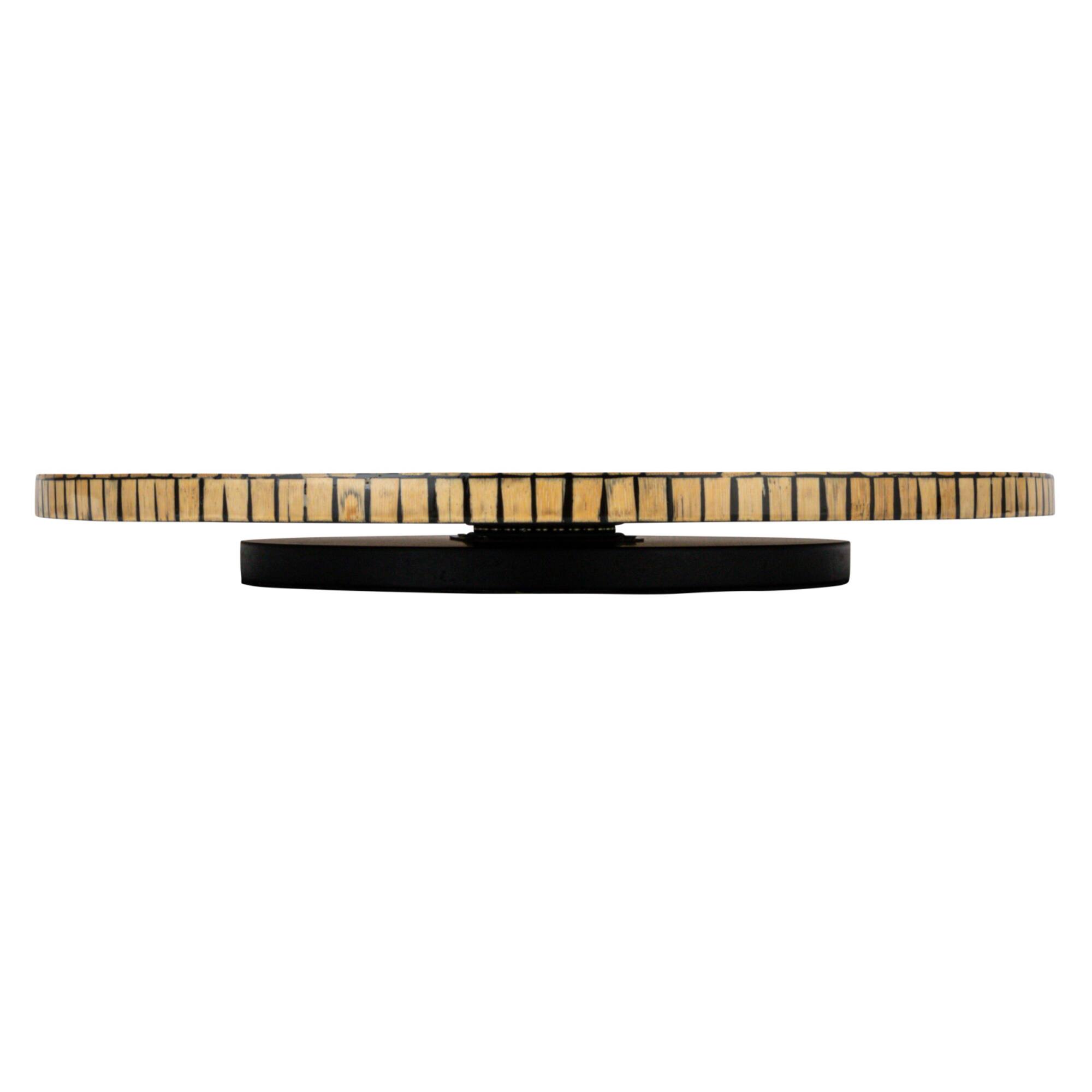 Hello Honey® 15.75" Black & Natural Geometric Stripes Lazy Susan